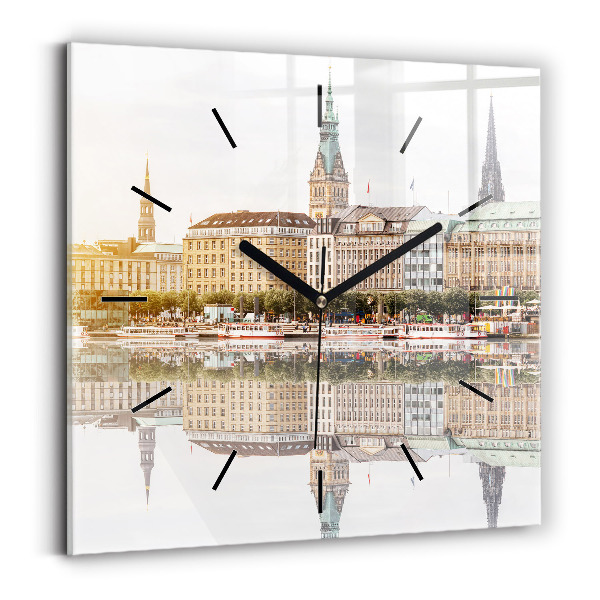 Štvorcové hodiny Rieka Hamburg Nemecko