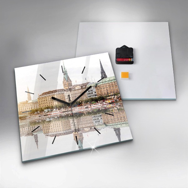 Štvorcové hodiny Rieka Hamburg Nemecko