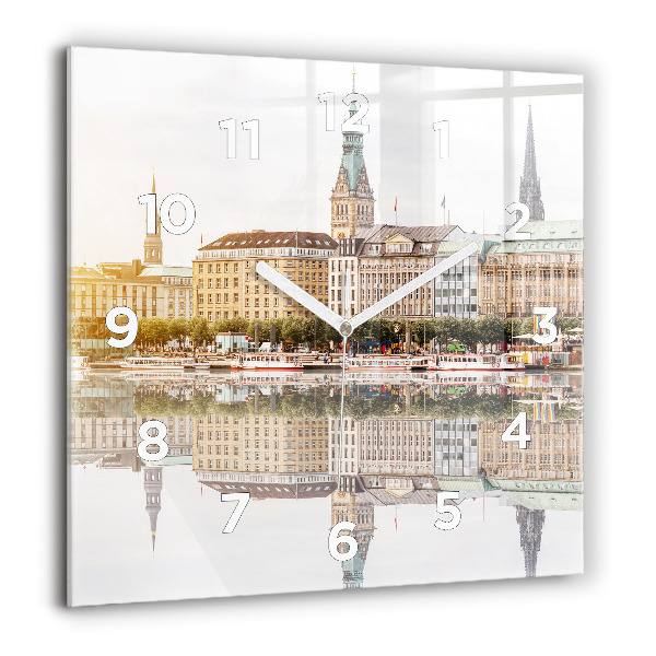 Štvorcové hodiny Rieka Hamburg Nemecko