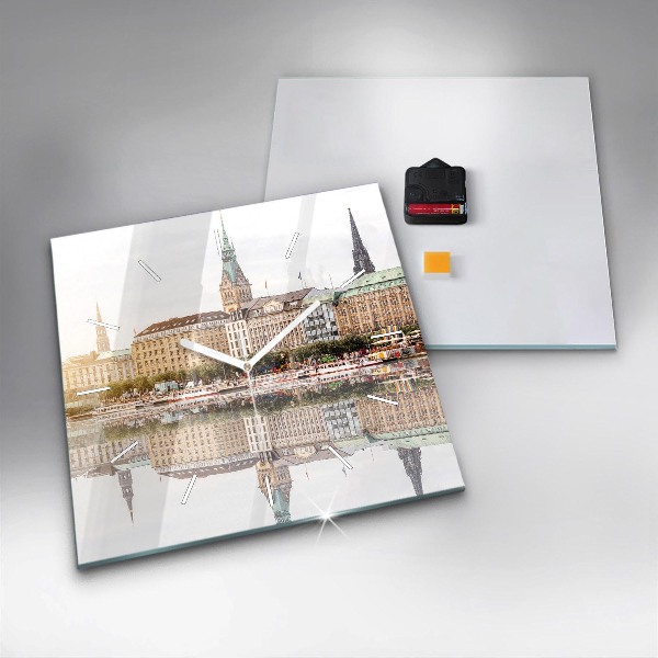 Štvorcové hodiny Rieka Hamburg Nemecko