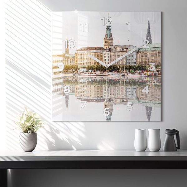 Štvorcové hodiny Rieka Hamburg Nemecko
