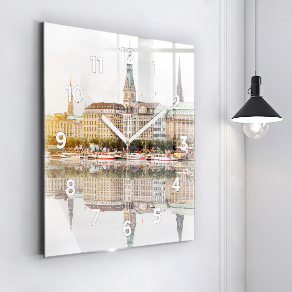 Štvorcové hodiny Rieka Hamburg Nemecko