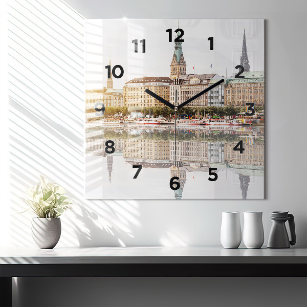 Štvorcové hodiny Rieka Hamburg Nemecko