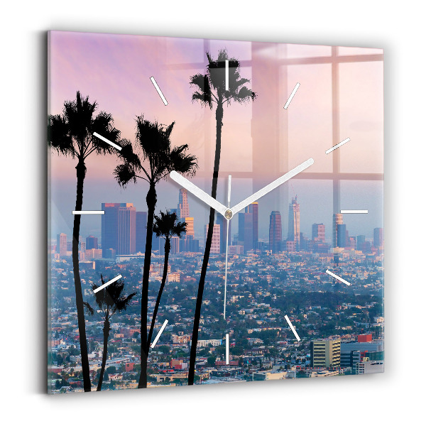 Štvorcové hodiny Západ slnka v Los Angeles