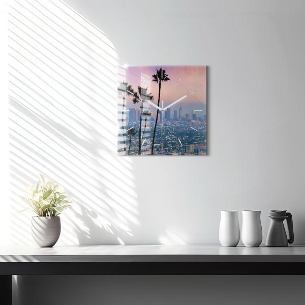 Štvorcové hodiny Západ slnka v Los Angeles