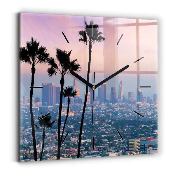 Štvorcové hodiny Západ slnka v Los Angeles