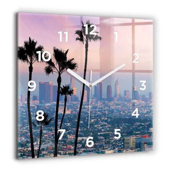 Štvorcové hodiny Západ slnka v Los Angeles
