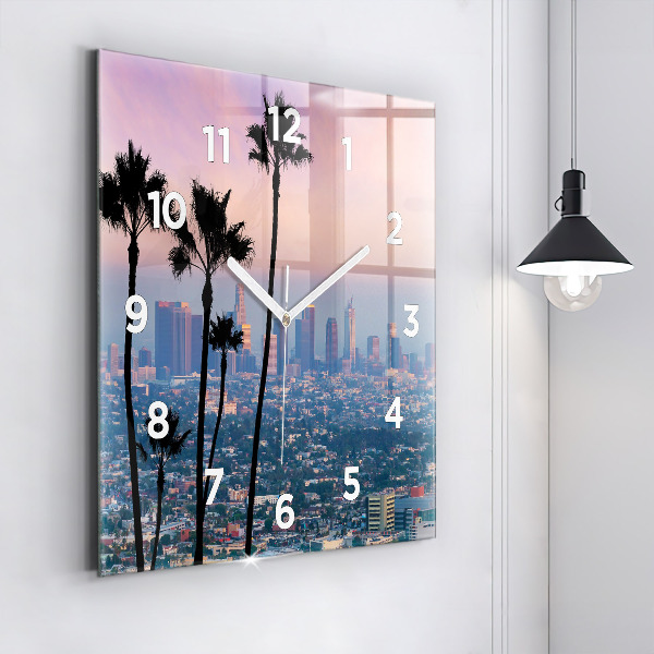 Štvorcové hodiny Západ slnka v Los Angeles