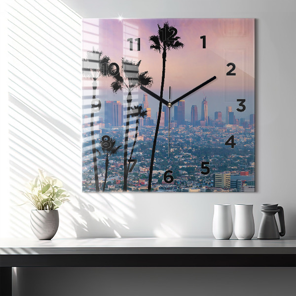 Štvorcové hodiny Západ slnka v Los Angeles