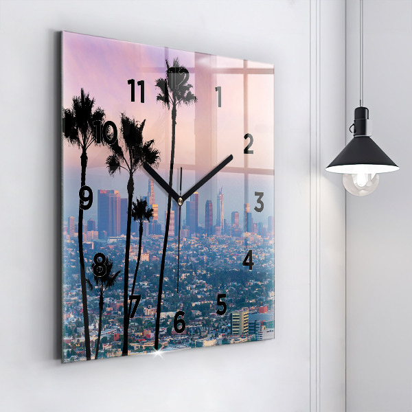 Štvorcové hodiny Západ slnka v Los Angeles