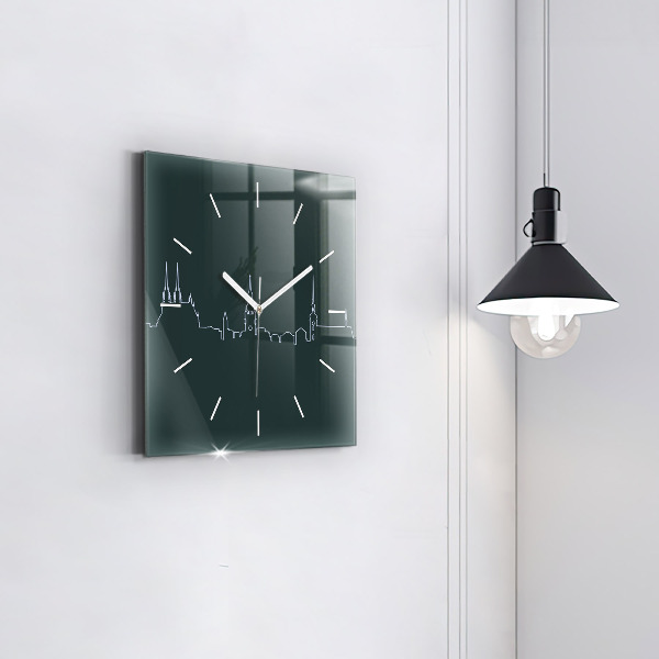 Štvorcové hodiny Line-art mesta Brna