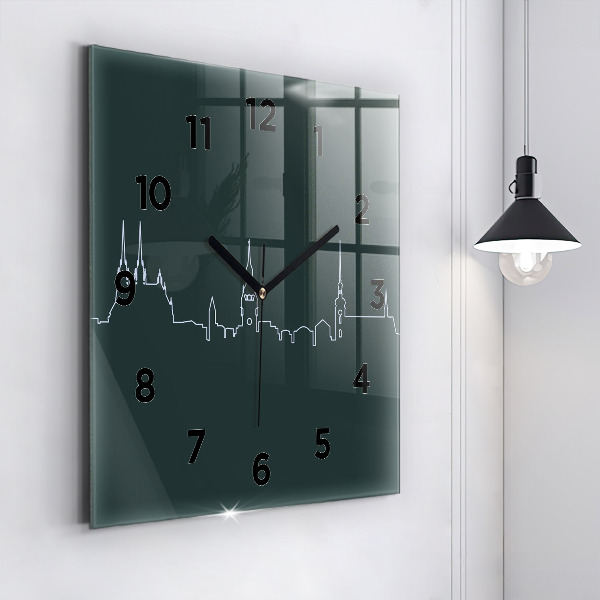 Štvorcové hodiny Line-art mesta Brna