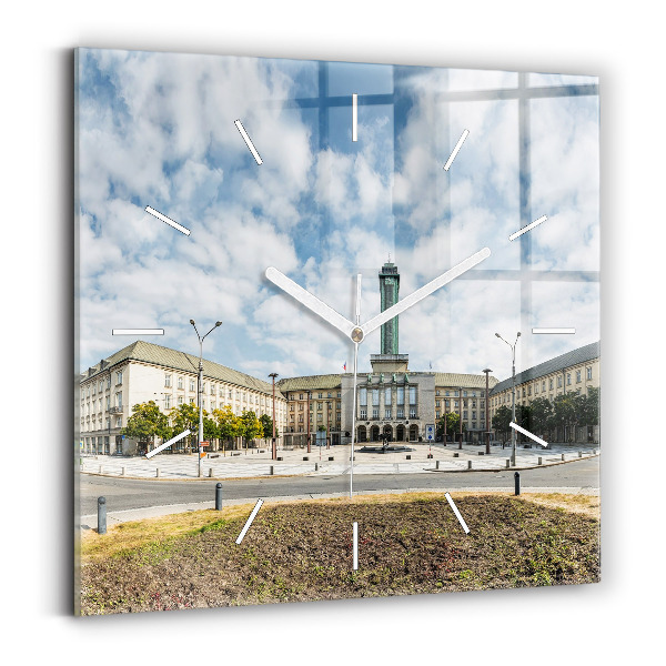 Štvorcové hodiny Panoráma mesta Ostrava