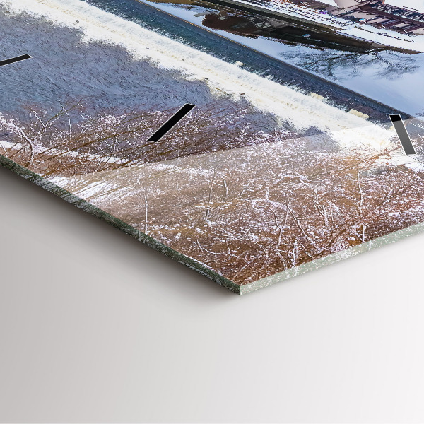 Štvorcové hodiny Panoráma mesta v zime