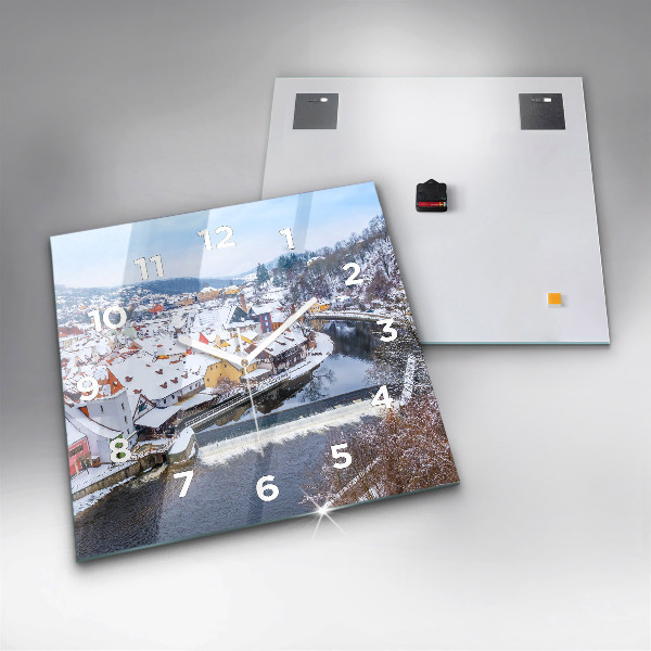 Štvorcové hodiny Panoráma mesta v zime