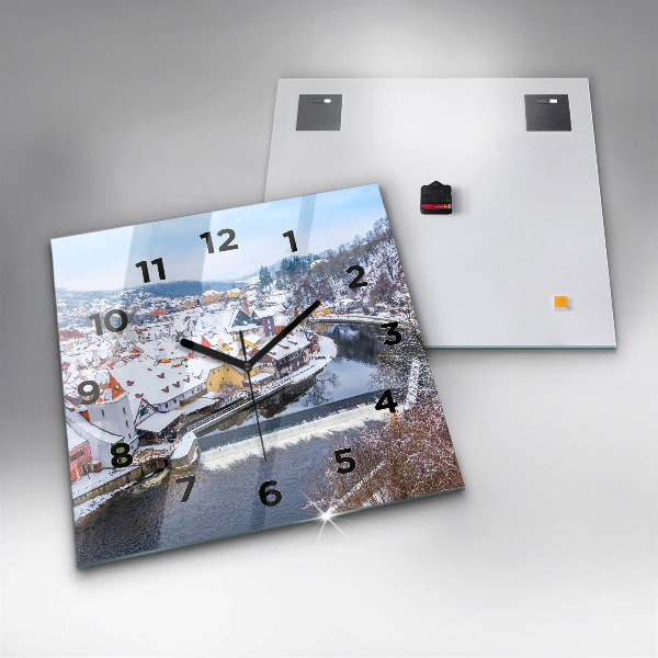 Štvorcové hodiny Panoráma mesta v zime