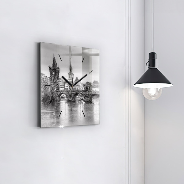 Štvorcové hodiny Karlov most v Prahe