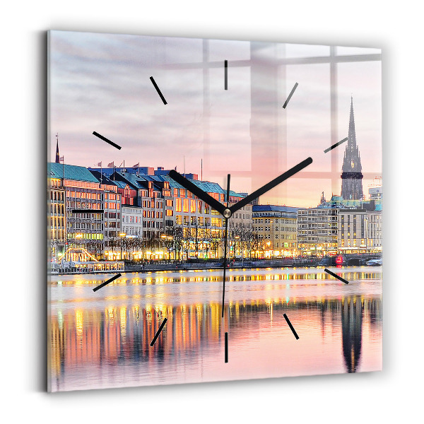 Štvorcové hodiny Alster v Hamburgu