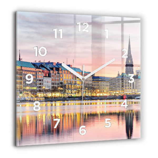 Štvorcové hodiny Alster v Hamburgu