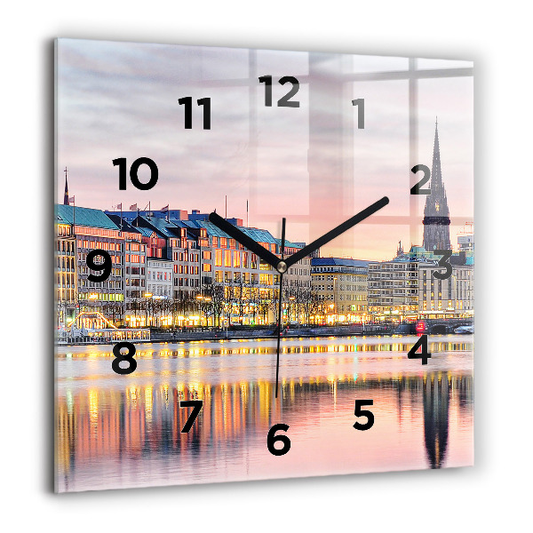 Štvorcové hodiny Alster v Hamburgu