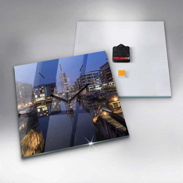 Štvorcové hodiny Mesto v noci osvetlené