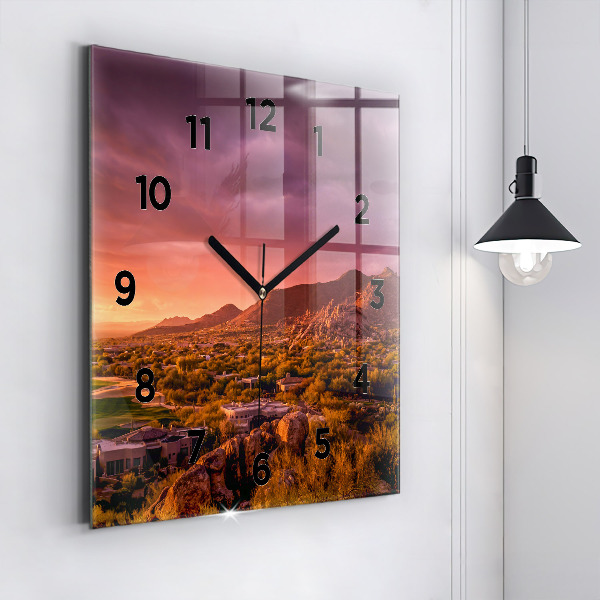 Štvorcové hodiny Západ slnka v severnom Scottsdale