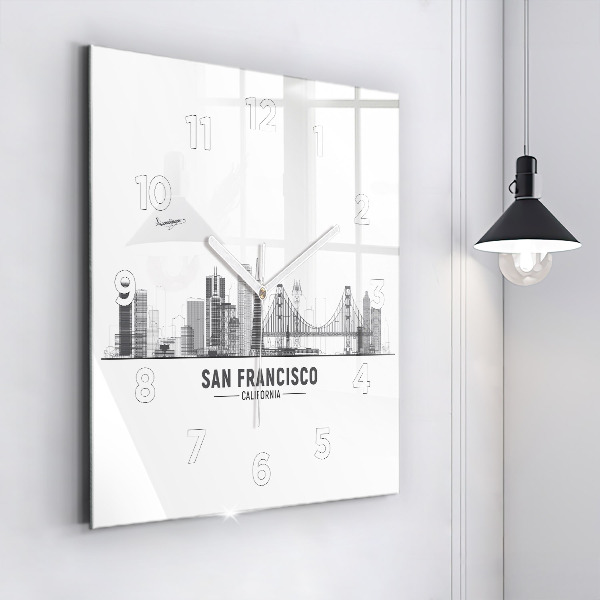 Štvorcové hodiny Panoráma San Francisca