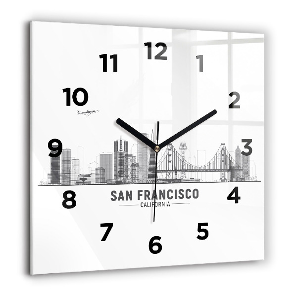 Štvorcové hodiny Panoráma San Francisca