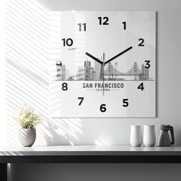 Štvorcové hodiny Panoráma San Francisca
