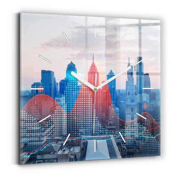 Štvorcové hodiny Mrakodrapy vo Philadelphii