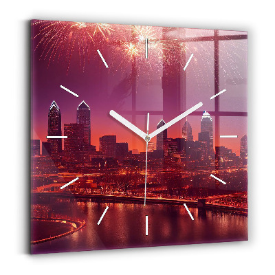 Štvorcové hodiny Mesto v noci vo Philadelphii