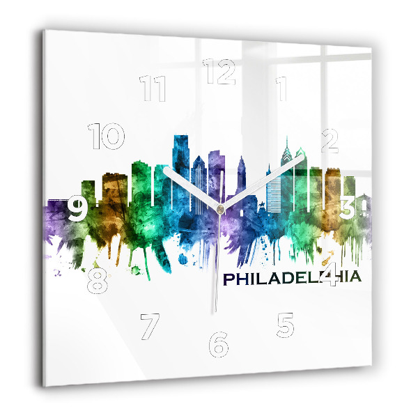 Štvorcové hodiny Farebná Philadelphia