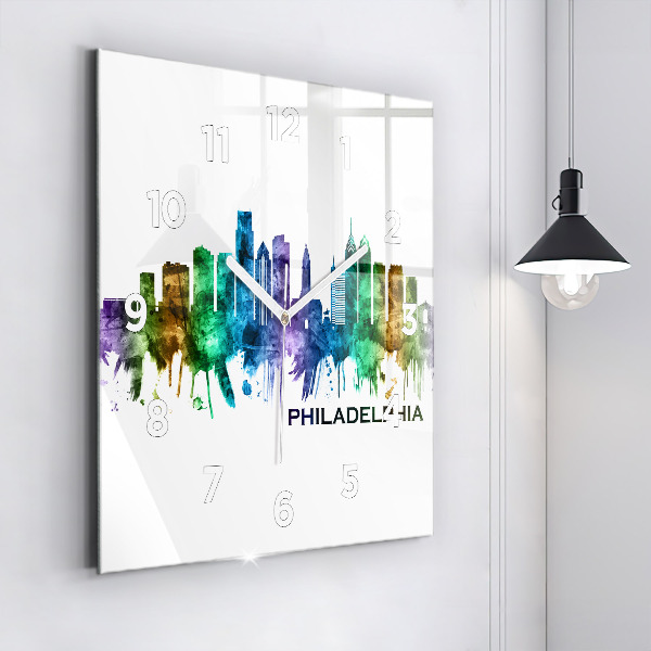 Štvorcové hodiny Farebná Philadelphia