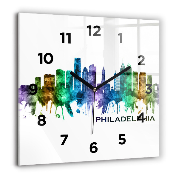 Štvorcové hodiny Farebná Philadelphia