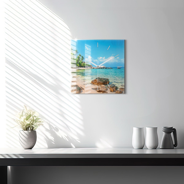 Štvorcové hodiny Krásna pláž v Thajsku