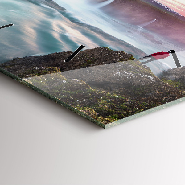 Štvorcové hodiny Krajina s vodopádom