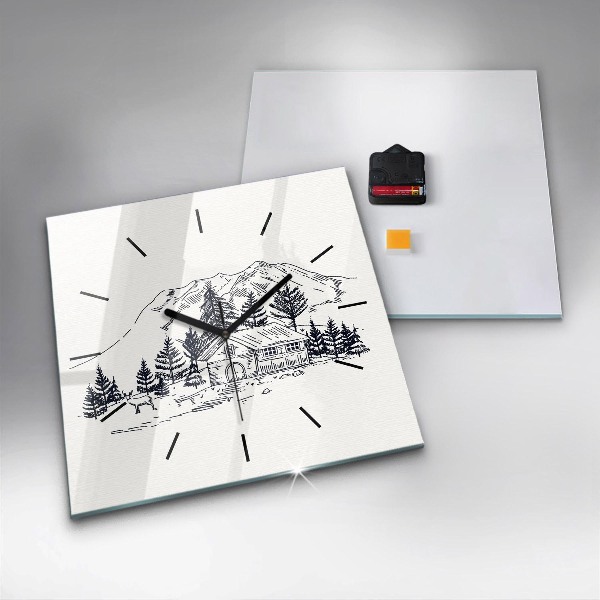 Štvorcové hodiny Kreslené mesto