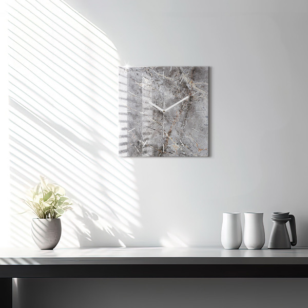 Štvorcové hodiny Šedý žulový mramor