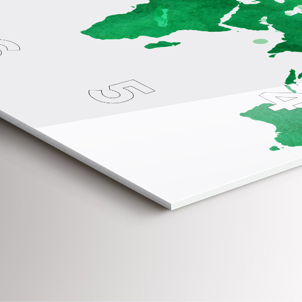 Štvorcové hodiny Zelená mapa sveta