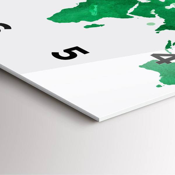 Štvorcové hodiny Zelená mapa sveta