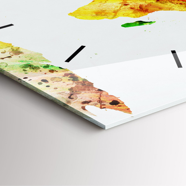 Štvorcové hodiny Akvarelová mapa sveta