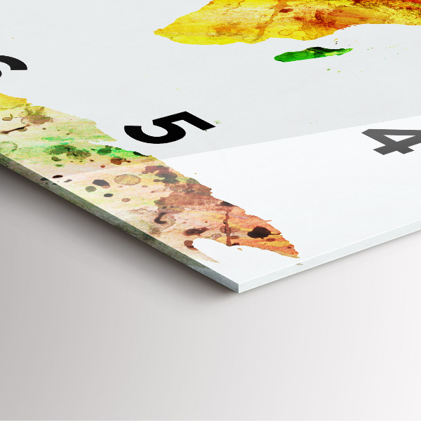 Štvorcové hodiny Akvarelová mapa sveta