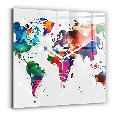 Štvorcové hodiny Mapa sveta s trojuholníkmi