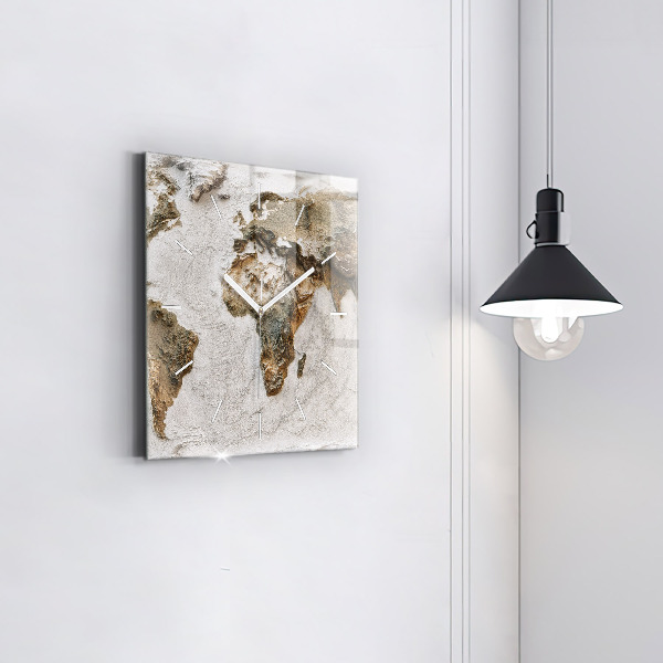 Štvorcové hodiny Stará mapa sveta