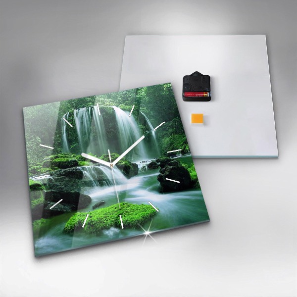 Štvorcové hodiny Vodopád medzi machom