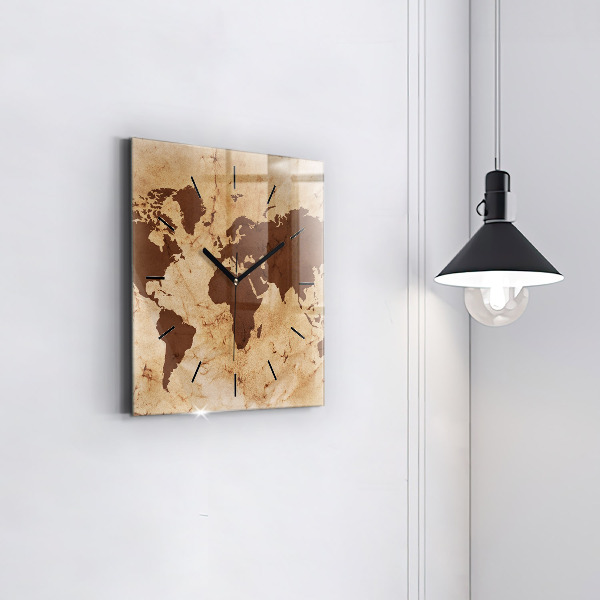 Štvorcové hodiny Vintage mapa sveta