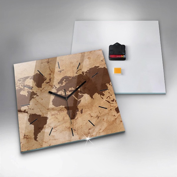 Štvorcové hodiny Vintage mapa sveta
