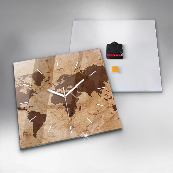 Štvorcové hodiny Vintage mapa sveta