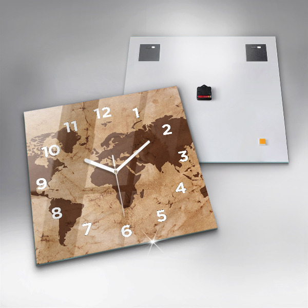 Štvorcové hodiny Vintage mapa sveta