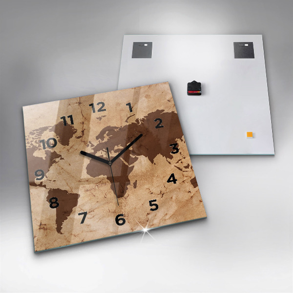 Štvorcové hodiny Vintage mapa sveta